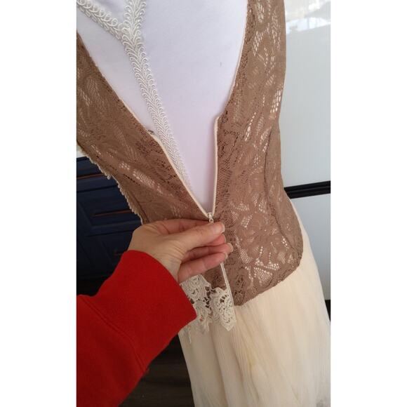 Altard State Coquette lace fairycore dress sz S cream tiered Renaissance romance - Picture 6 of 11